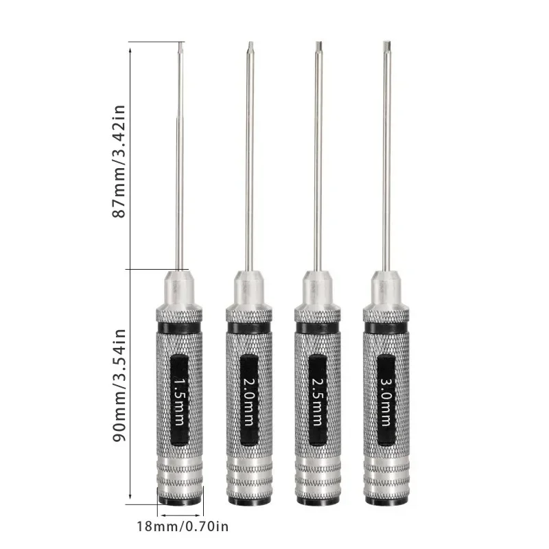 Allen Screwdriver Hardened Tips 1.5mm 2mm 2.5mm 3mm Hex Wrench Driver Tool Kit for RC Model Drone Aircraft Helicopter Car