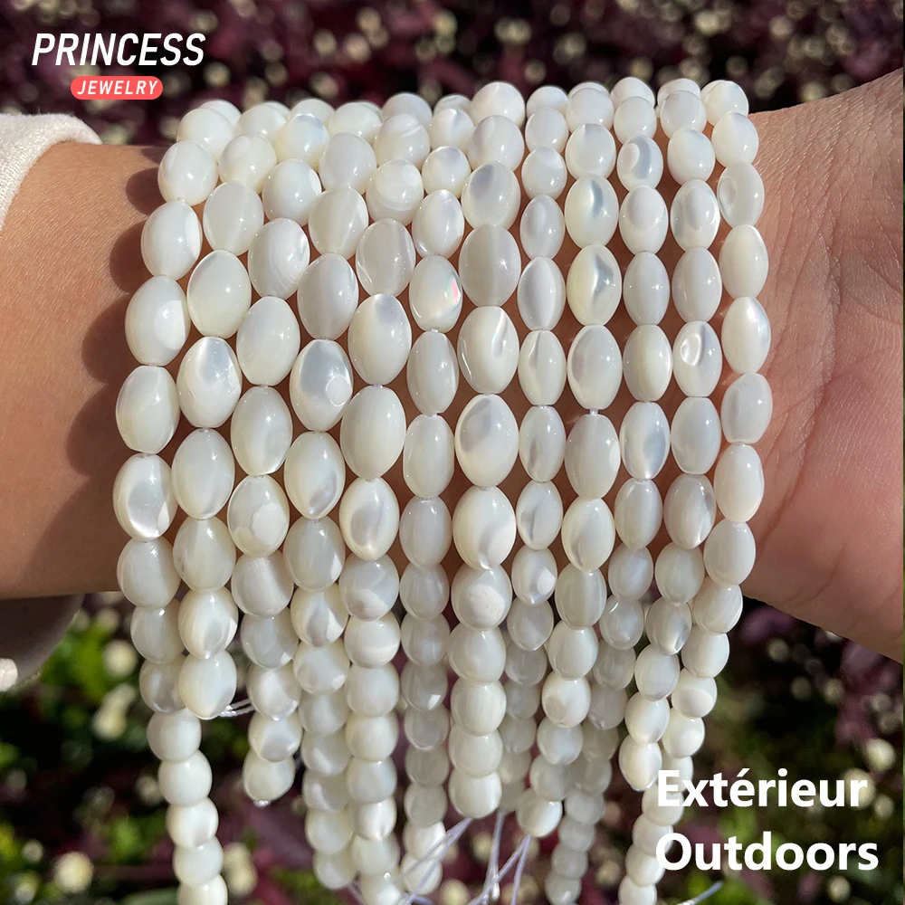 A++ Natural White Trochus Shell Rice Beads 5*8mm Horseshoe Shell Loose Beads for Jewelry Making Bracelet Necklace