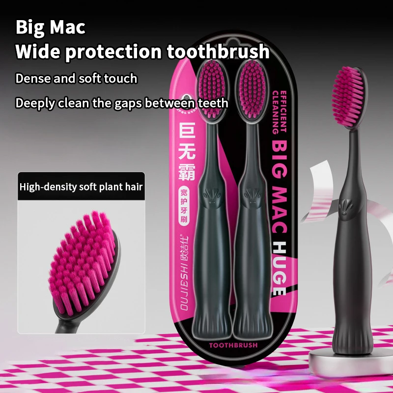 1/2/4 قطعة فرشاة أسنان كبيرة ذات شعيرات ناعمة ورأس واسع بالإضافة إلى حجم كبير لتنظيف الأسنان للزوجين البالغين فرشاة الأسنان المنزلية