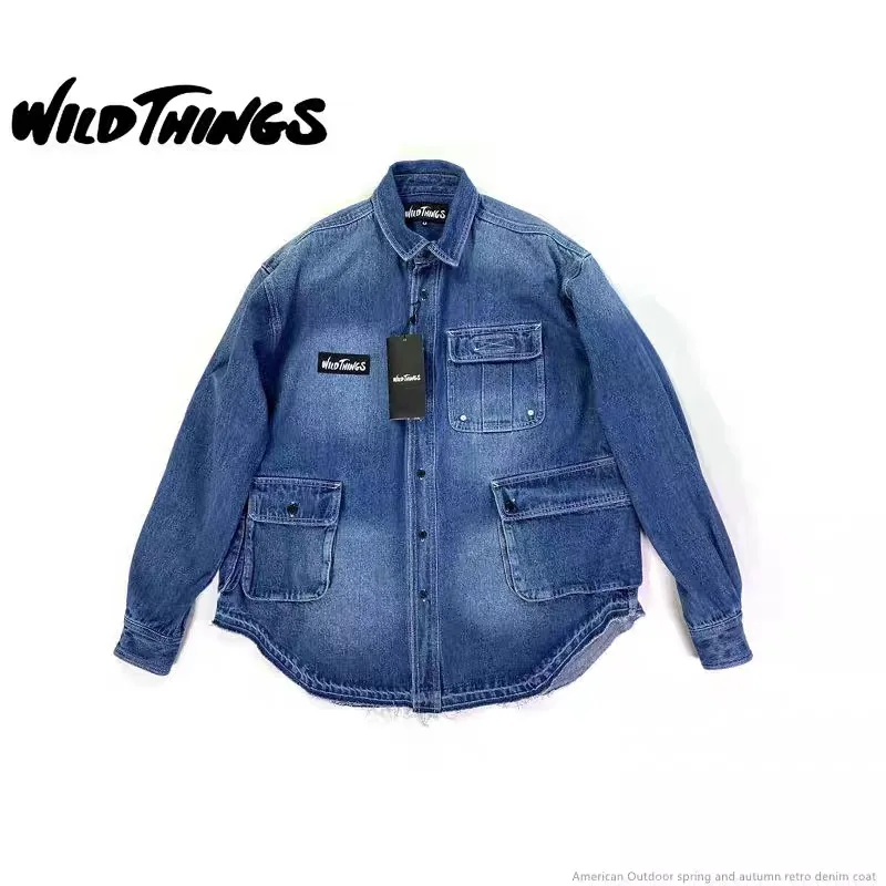 

Outdoor camping shirt retro literary long-sleeved denim jacket
