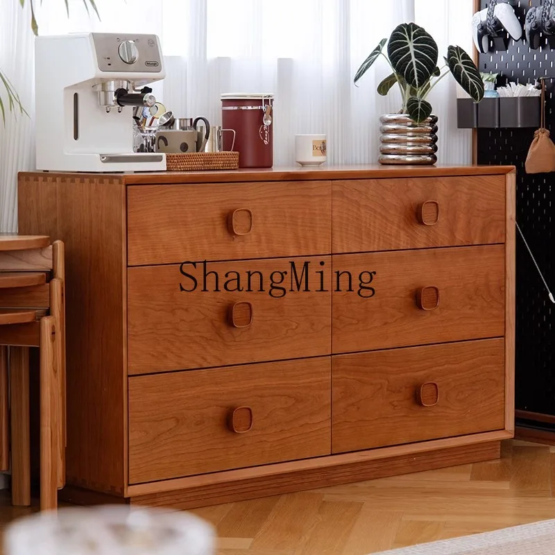 

FG cherry wood antique bedroom locker living room storage drawer bedside cabinet