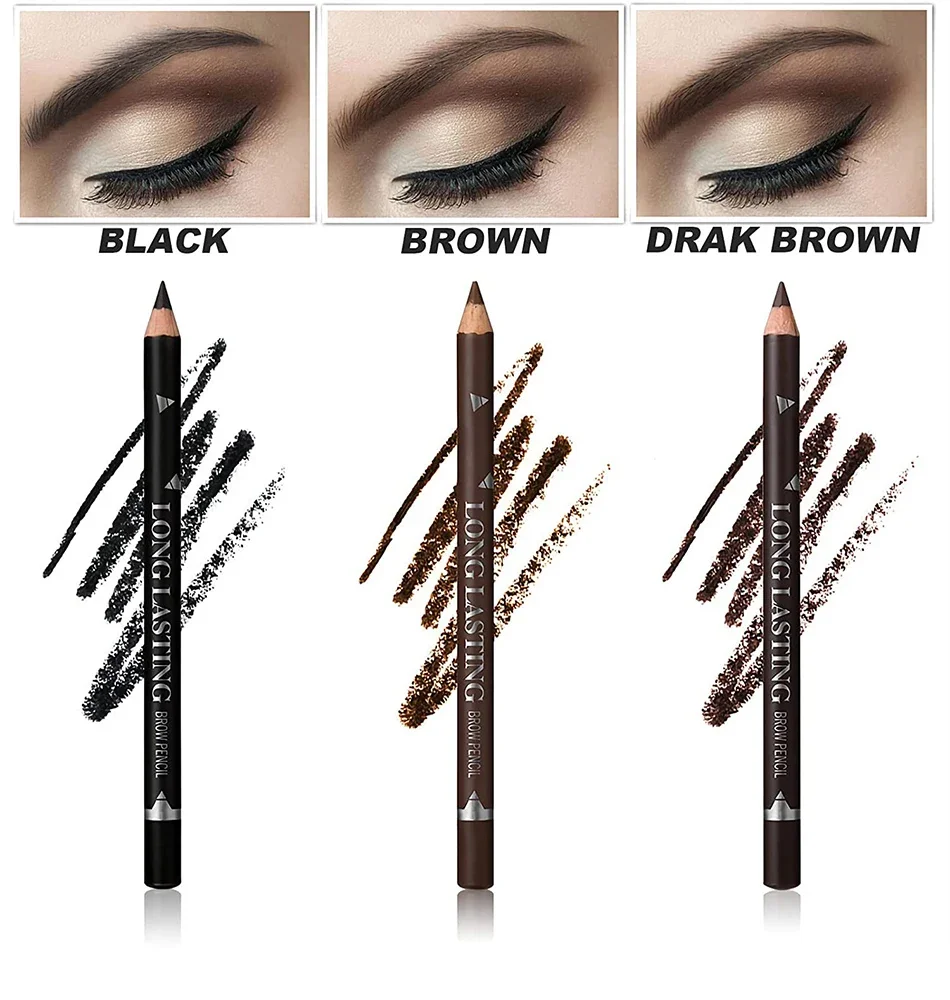 Eye Brow Pen para iniciantes, lápis de sobrancelha impermeável, maquiagem, cor fácil, natural, preto, marrom, prática, ferramentas cosméticas, borrão de desgaste, 24HR