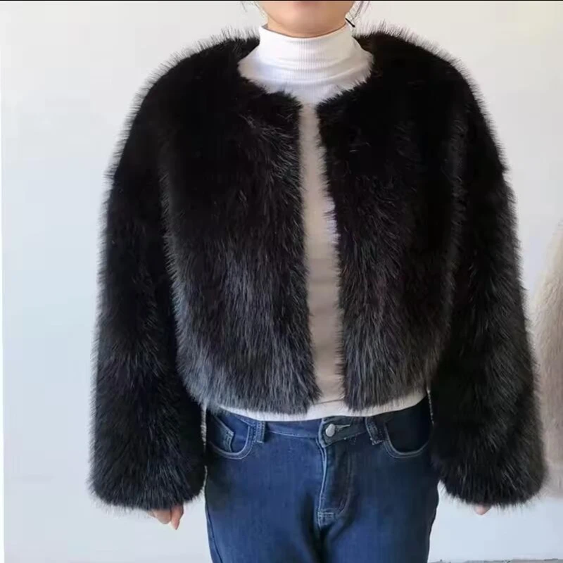 Женская осенне-зимняя уличная мода, элитный бренд Gardient, укороченное укороченное пальто из искусственного меха, популярная крутая пушистая короткая меховая куртка для девочек