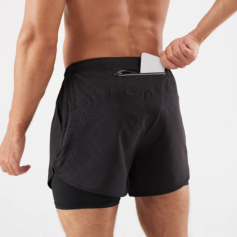 Men's 2-in-1 Running Shorts Quick Dry Breathable Athletic Shorts with Liner Loose Fit for Marathon Training Gym Workout Fitness