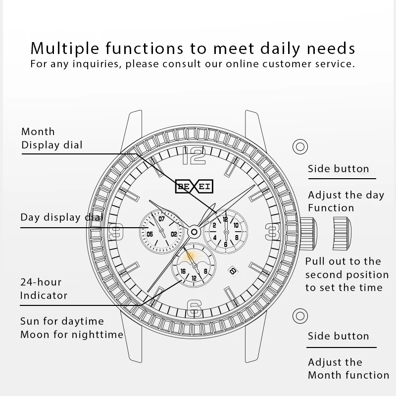 BEXEI 9192 عرض التاريخ حركة أوتوماتيكية ميكانيكية 36 إطار زركون خريطة نجمة فلكية موضوع ساعة رجل الياقوت الأعمال