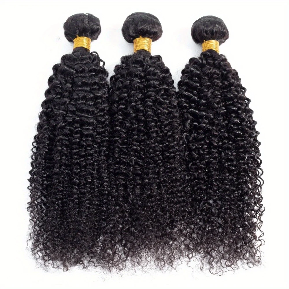 8-30Inch Kinky Curly Human Hair Bundles 12A Brazilian Virgin Hair Weave 100% Human Hair Extensions Natural Black 1pc Bundle