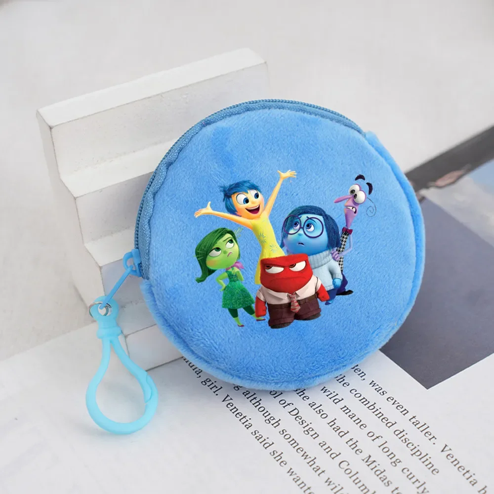 Inside Out 2 New Cartoon Cute Round Plush Coin Wallet Cosplay Cute Keychain Zipper Candy Colorful Money Bag Children's Gift Toy