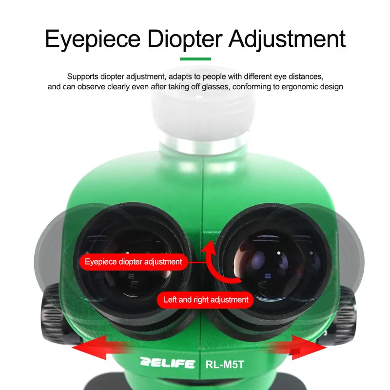 Il microscopio Stereo trinoculare abbinato Zoom 7X-45X di RL-M3T + SS-004N di affidfe con la macchina fotografica di HDMI ha condotto la luce per il microscopio Mobile di riparazione