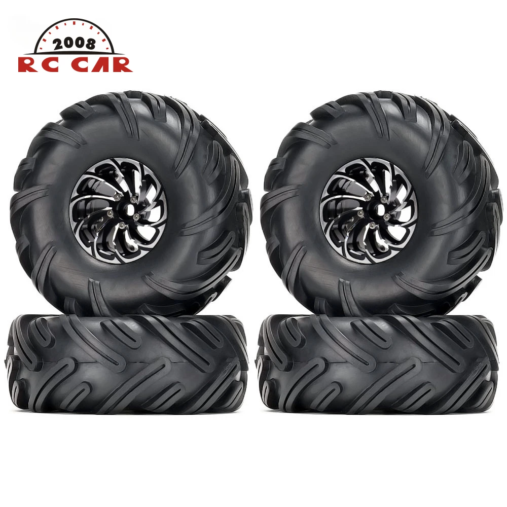 

1:10 2.2" Rubber Tires Alloy Beadlock Wheels Rim &amp for RC Axial SCX10 II 90046 90047 Traxxas TRX-4 Wraith RR10