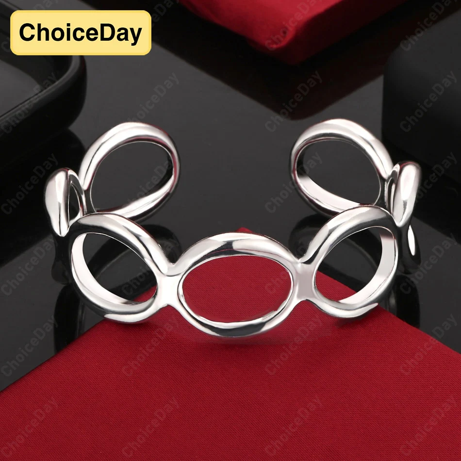 

ChoiceDay 925 Sterling Silver Exquisite Open Multi-Circle Bracelet Women Temperament Fashion Accessories Gift Party