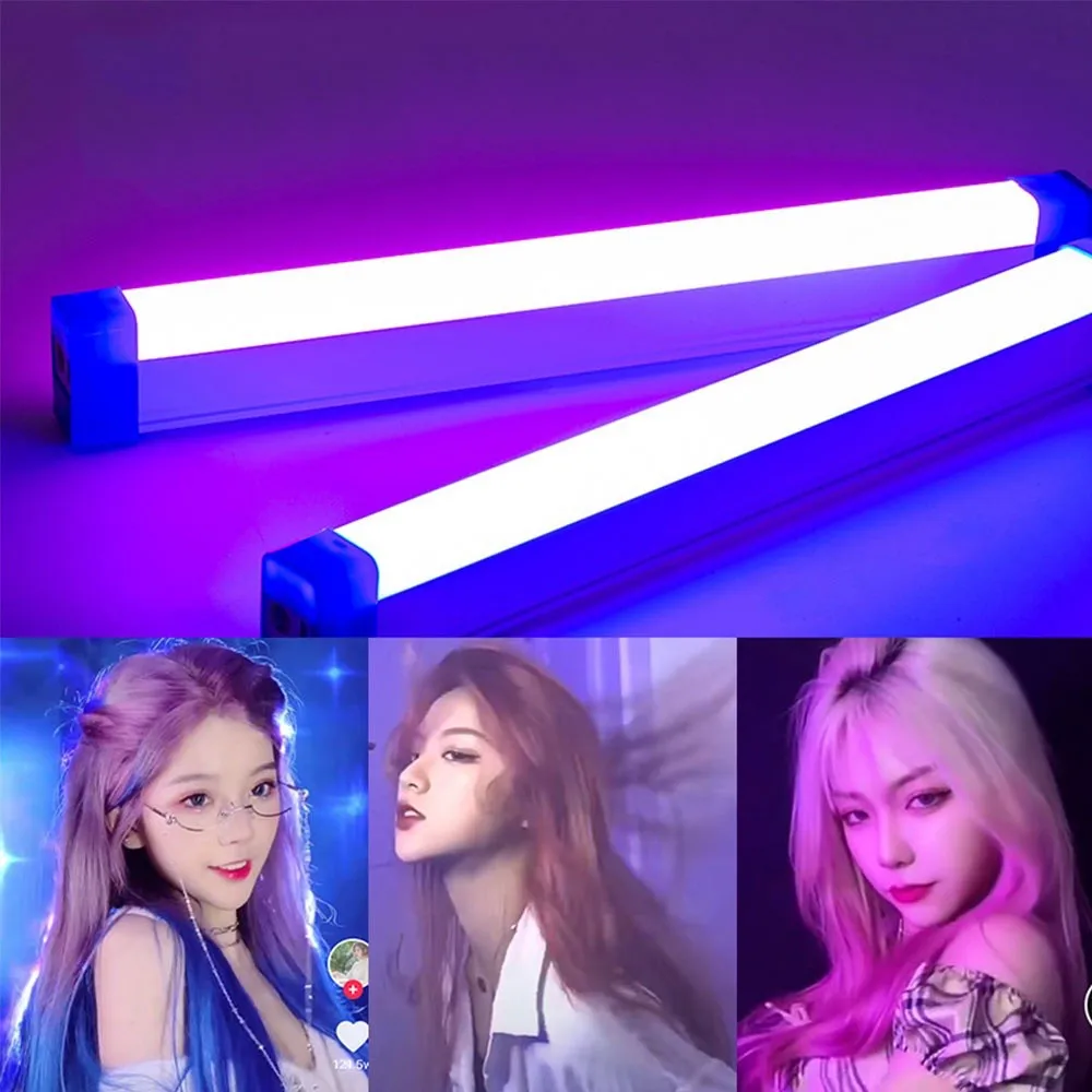 RGB colored light tube, 17cm/32cm, USB, flashlight, purple, blue, light stick, room lamp, hand suspension, filling light, Photo
