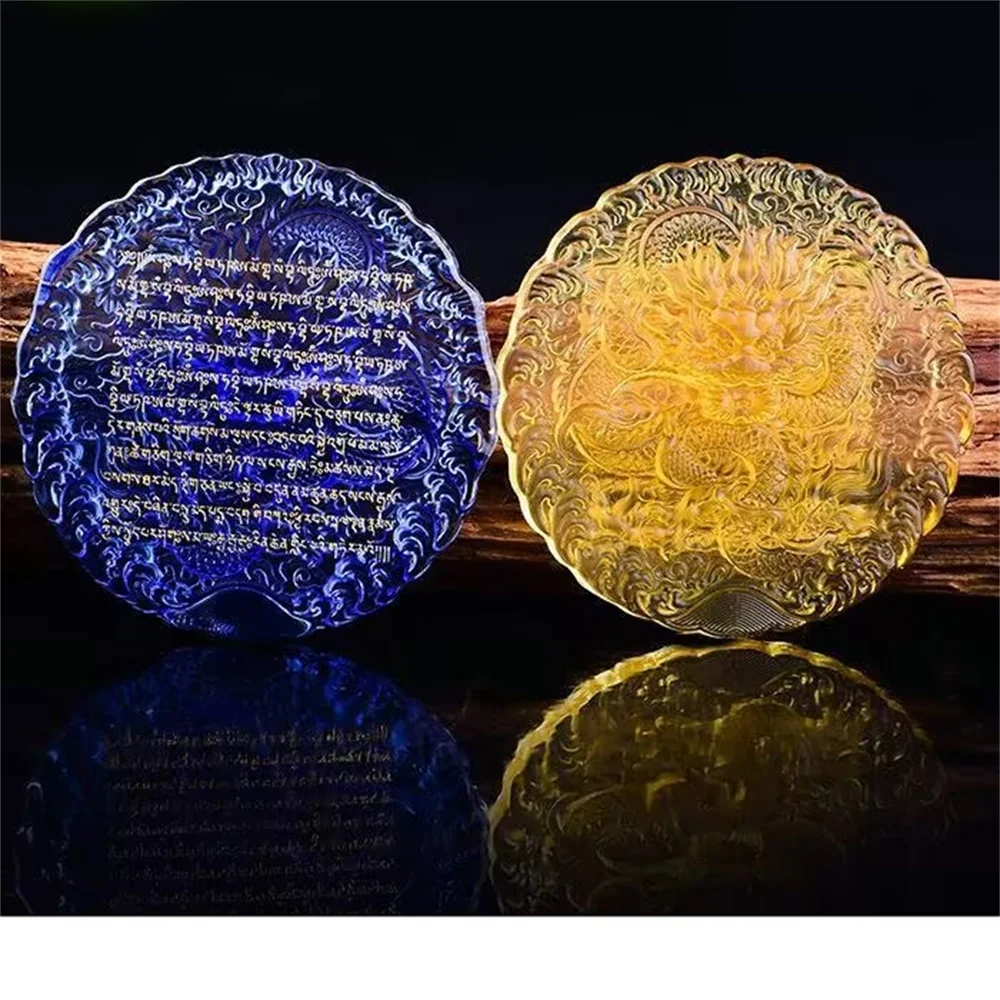 Drachenkönig Kristallglas Kunsthandwerk Ornament Sanskrit-Schriftzeichen Buddhistische Meditation Segen für Frieden Glück Feng Shui Heimdekoration – Detail 5