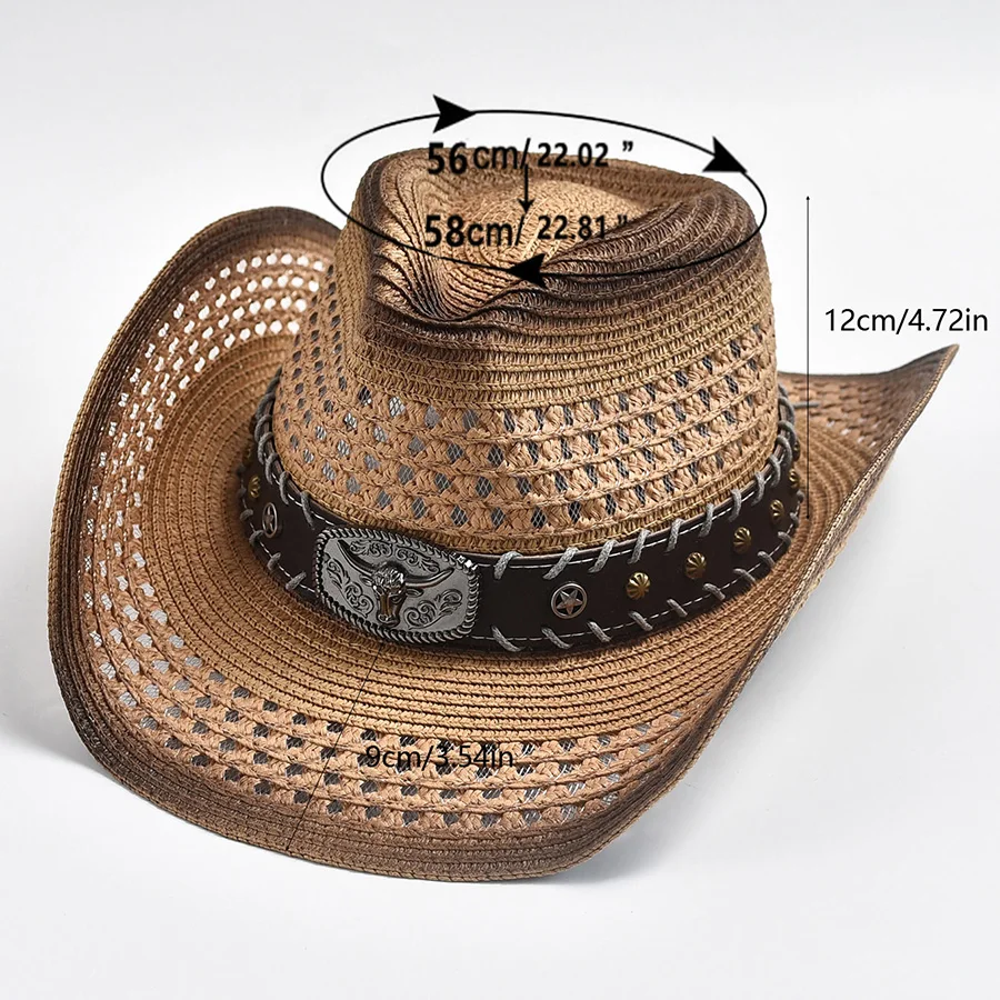 Western Style Straw Hat for Men Summer Outdoor Cooling Beach Sun Hat Chapeu Panama Feminino