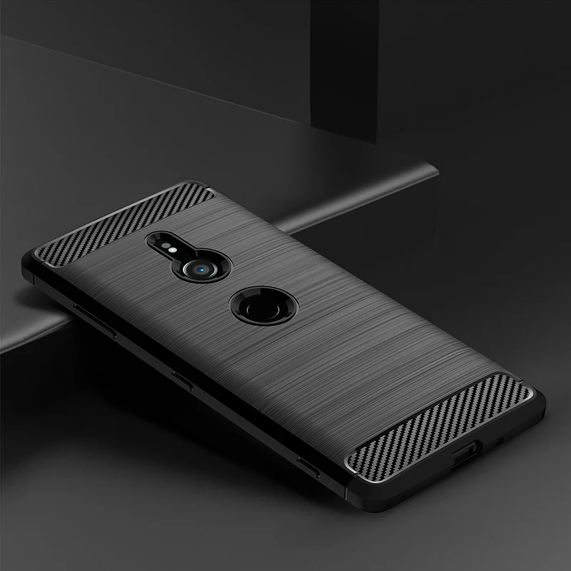 For Sony Xperia XZ3 XZ2 XZ1 Case Soft Silicone Brushed Carbon Fiber For Sony Xperia XZ3 XZ 3 Rugged Armor Phone Cases Cover