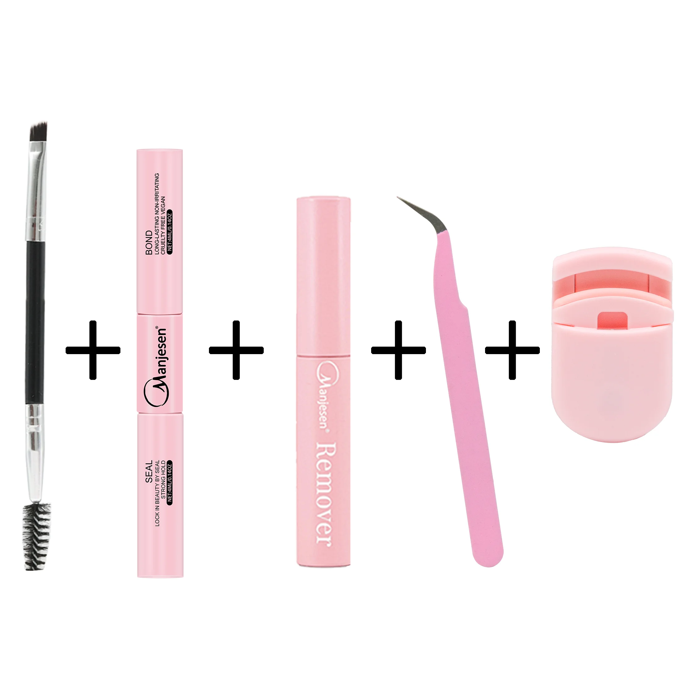 MANJESENまつげメイクツール DIYまつげエクステグルー＆リムーバーキット ピンセットとまつげカーラー付き 長持ちメイクツール