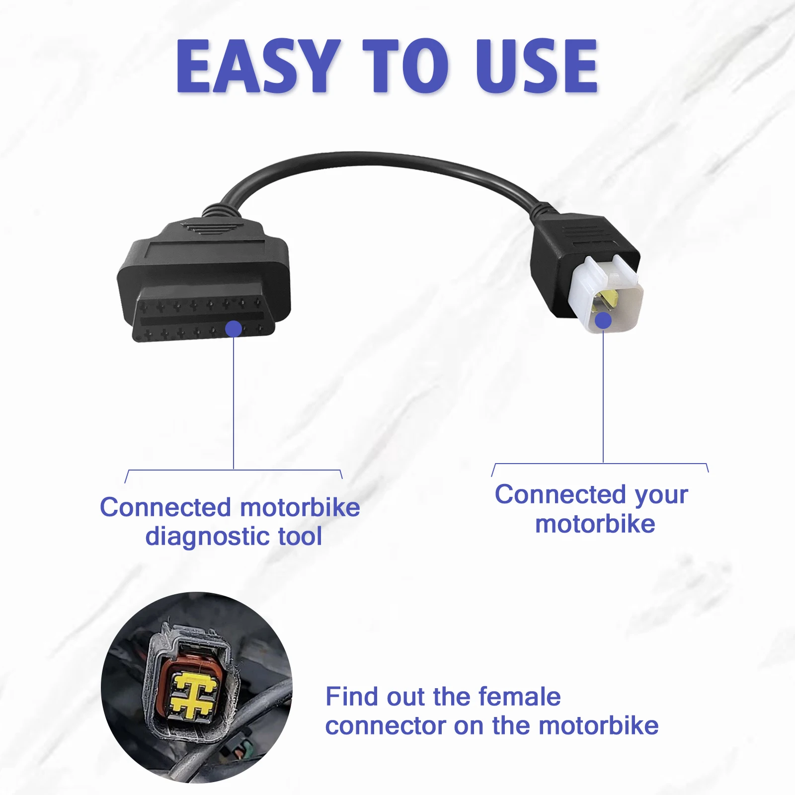4Pin OBD2 Adapter For Kawasaki Z250 Z650 Z1000 ER6N EX650F 4Pin OBD2 Adapter For Kawasaki Z250 Z650 Z1000 ER6N EX650F