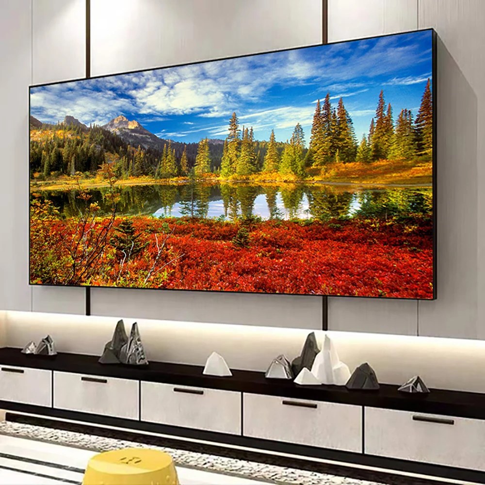 DIY 5D Diamond Painting Red Grassland Green Forest Lake Landscape Diamond Embroidery Scenery Cross Stitch Living Room Home Decor