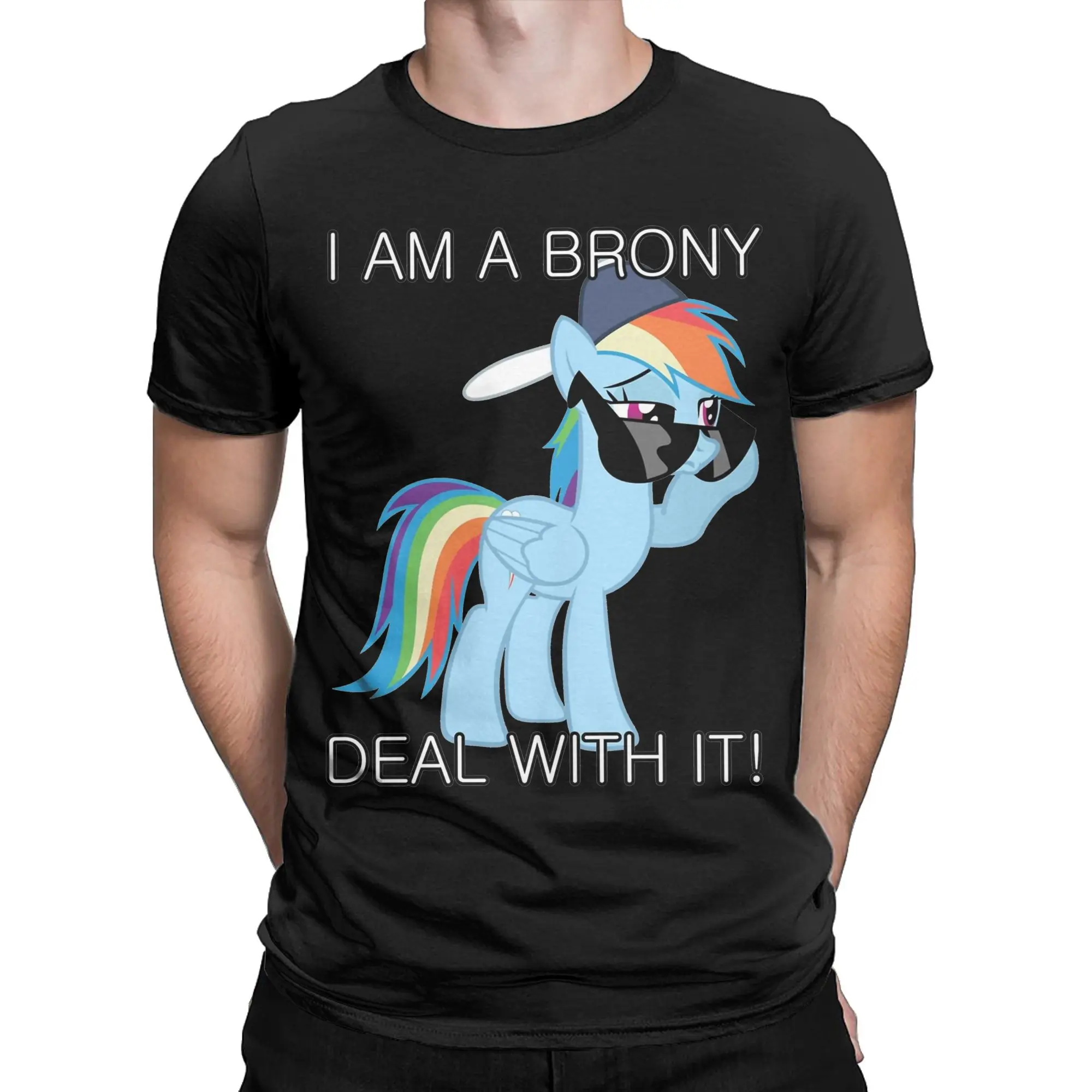 Rainbow Dash Brony T Shirt Men 100% Cotton Funny T-Shirt Crew Neck MLPed Tees Short Sleeve Tops Gift Idea