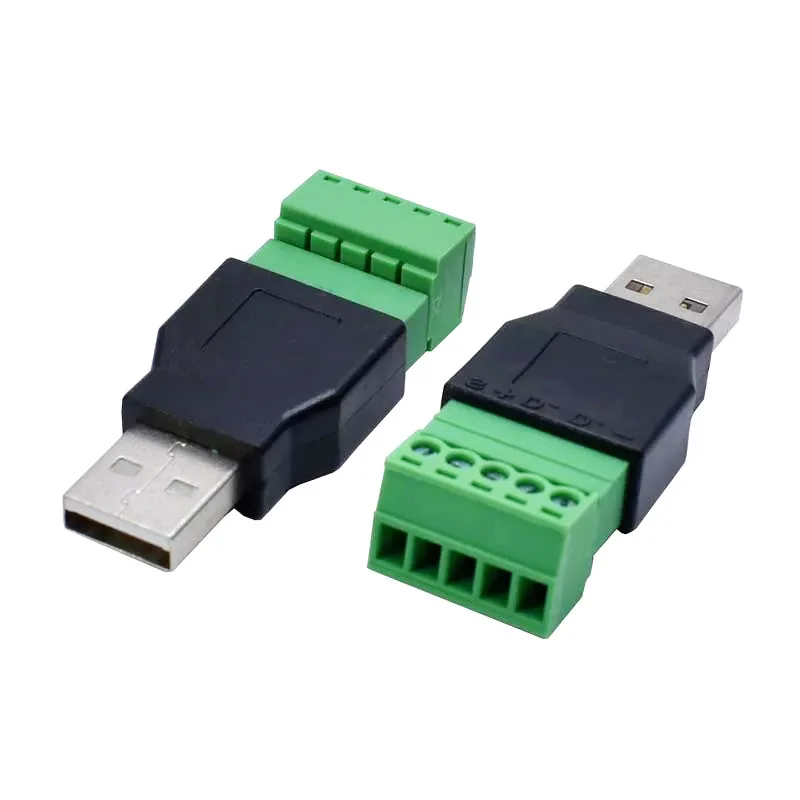 Computer Phone Keyboard Mouse USB Plugs Type A 2.0 Solderless Male/Female To Screw Connector with Shield Adapter