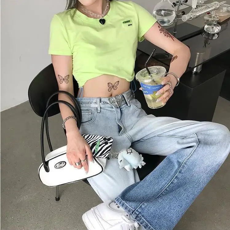 Gradient Fashion Jeans for Women 2023 New Vintage Loose Fit Slim High Waist Wide Leg Pants BF Design Feel Pants