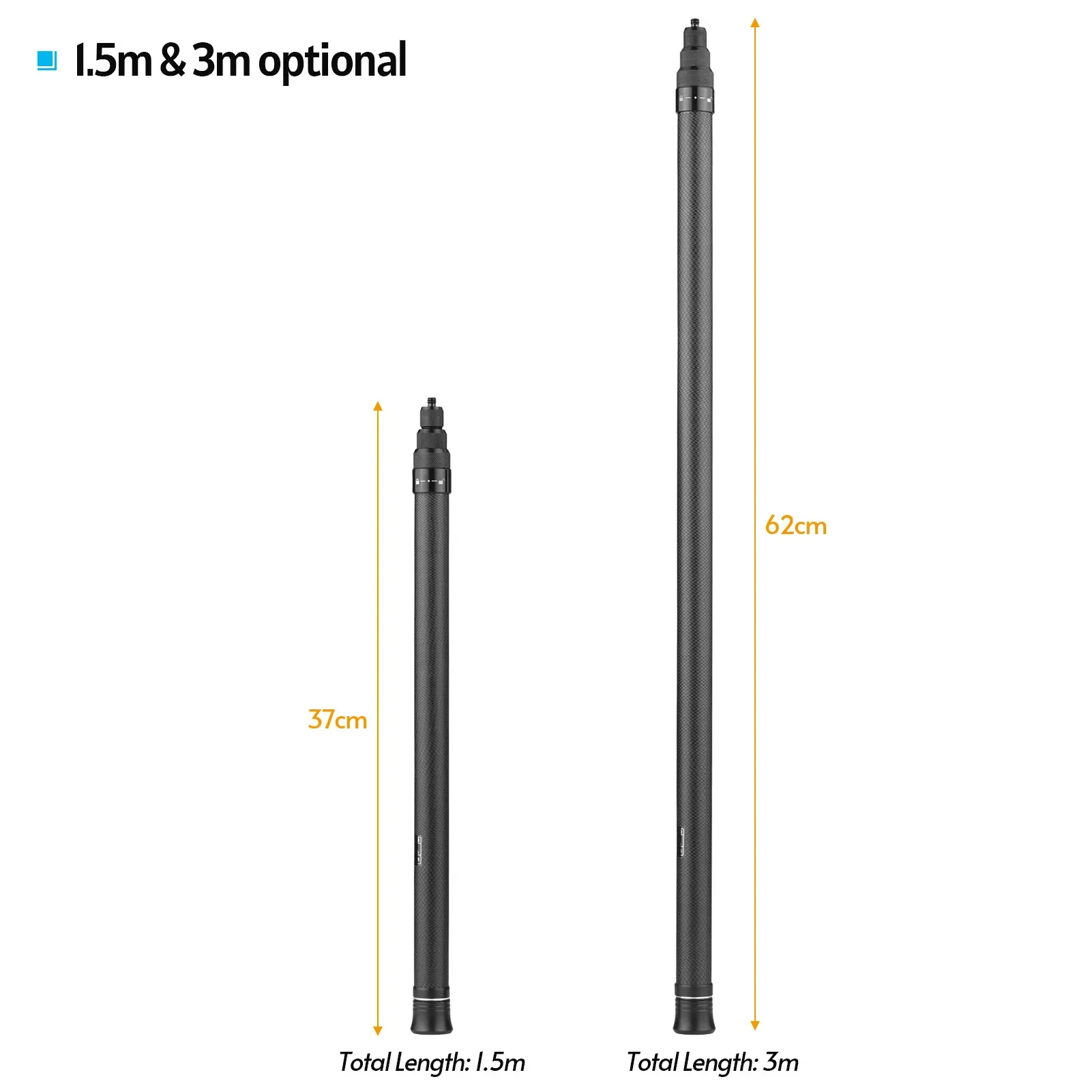 Selfie-Stick aus Kohlefaser, verstellbare Verlängerungsstange mit 1/4-Zoll-Schraube, Ersatz für One X/ One X2/ One R Panoramakamera