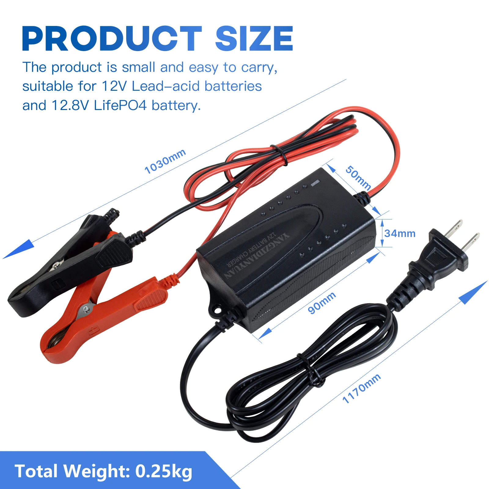 14.6V 1.5A Charger for 12V Lead Acid Battery 12.8V LifePO Battery Fast Charging Universal for Power Tools