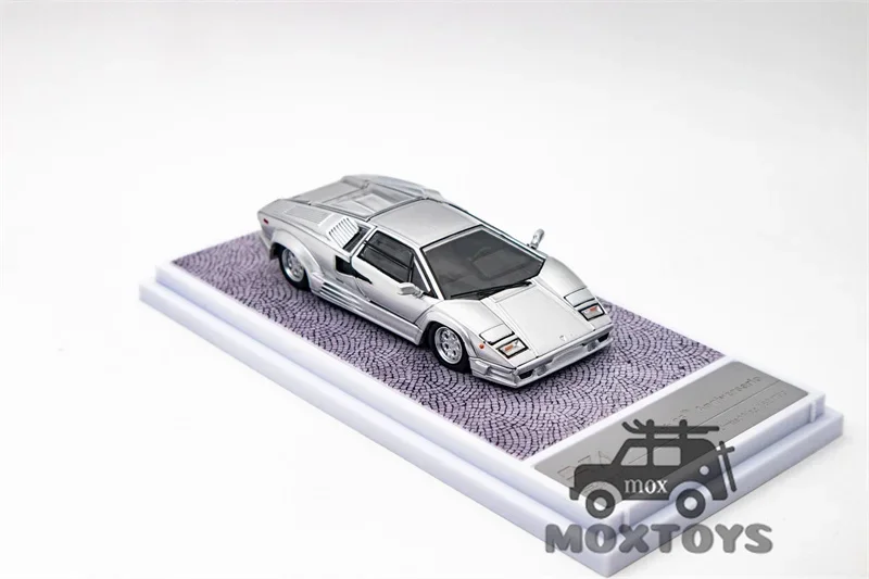 Finclassically 1:64 Countach LP 5000 QV Yellow / Countach 25TH Anniversario GRIGIO ESTOQUE Silver Diecast Model Car