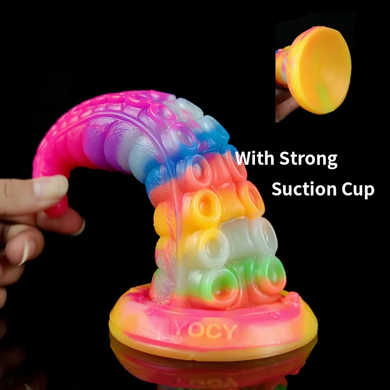 YOCY Silicone Octopus Dildo With Sucker Anal Butt Plug Tentacle Realistic Animal Penis 7cm Dia Prostate G-Spot For Women Men