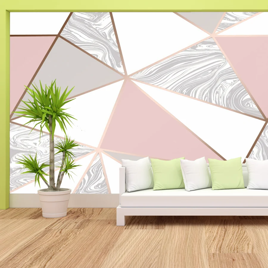 20+ Marble Texture Abstract Triangles Geometric Murals, Self Adhesive Optional, Wallpaper for Living Room Renovation Home Decor