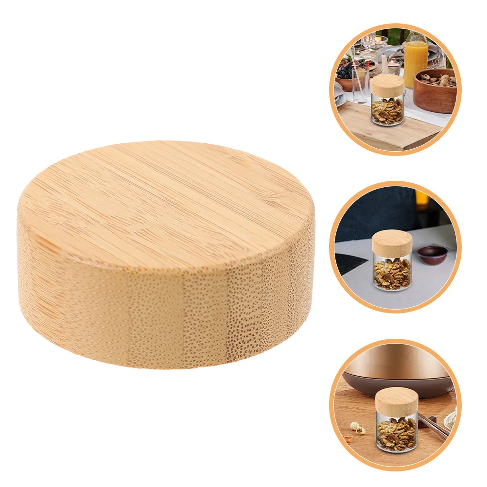 

2Pcs Glass Spice Jar Bamboo Lids Replacement Sealed Glass Jar Covers Anti-Leakage Jars Lids 43Mm Inner Diameter Reusable Kitchen