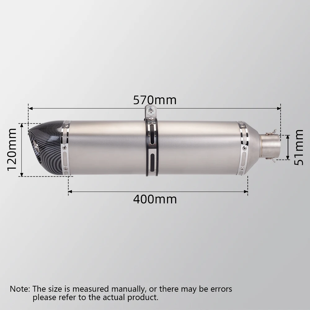Universal Motorcycle Exhaust System, 51mm Inlet Carbon Fiber Muffler With Mid-Link Pipe And DB Killer For Universal Bike Modifi