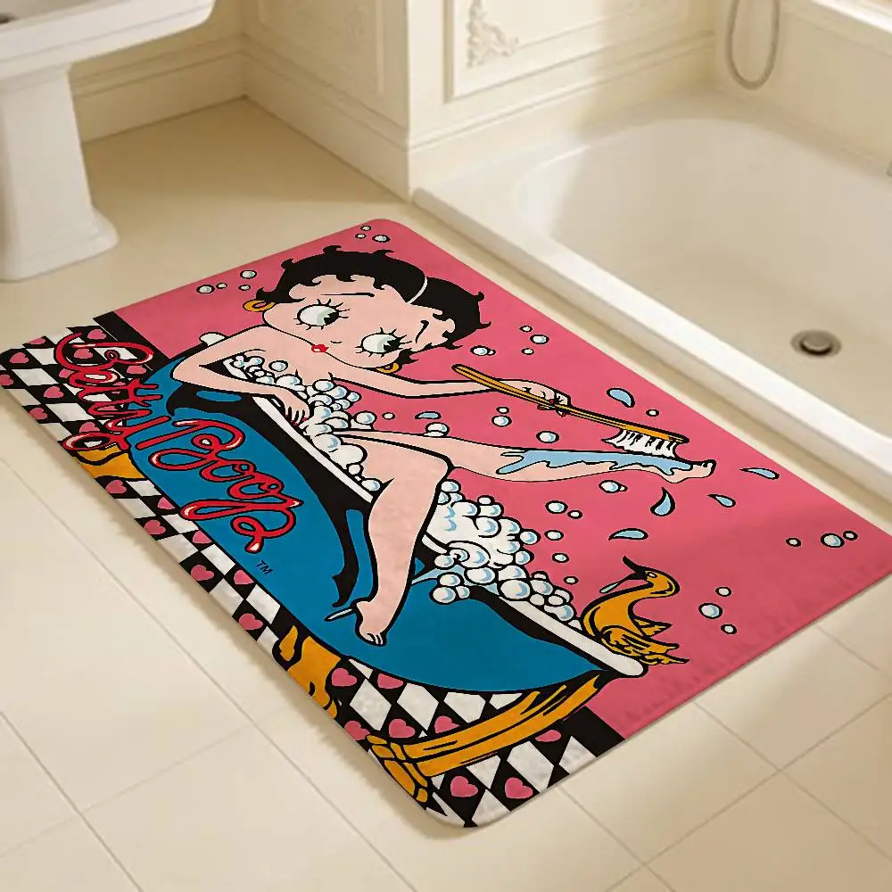 Vintage Cartoon B-Betty Boop Bathroom Mat Non-Slip Laundry Room Mat Laundry Decor Balcony Child Living Room Toilet Rug