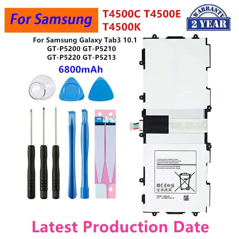 Brand New Tablet T4500C T4500E T4500K Battery 6800mAh For Samsung Galaxy Tab3  P5200 P5210 P5220 P5213 Batteries +Tools