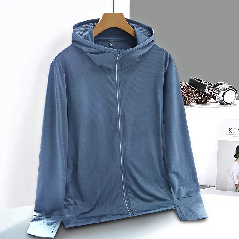 Men's and Women's Ice Silk Breathable Sunscreen Clothing Anti UV Outdoor Sports Lightweight Fishing Clothing Sunscreen Clothing