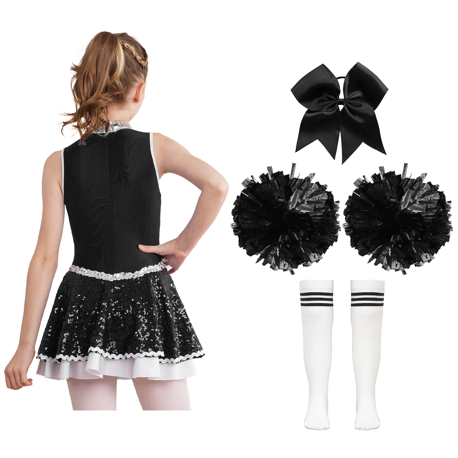 Paillettes scintillantes mignon pom-pom girl danse Performance Costume uniforme école filles vacances fête retour saison tenues de sport