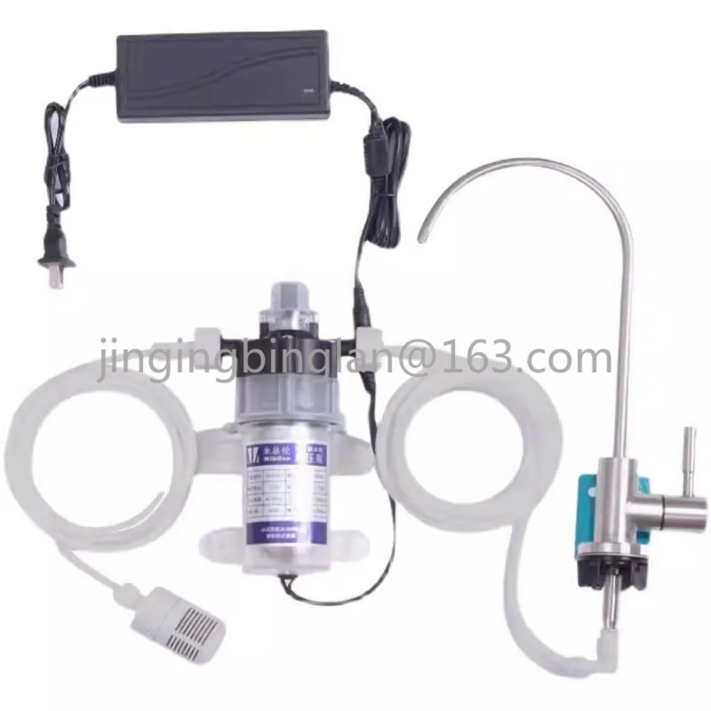 Water purifier self-priming pump 12v set (black pump head) including faucet