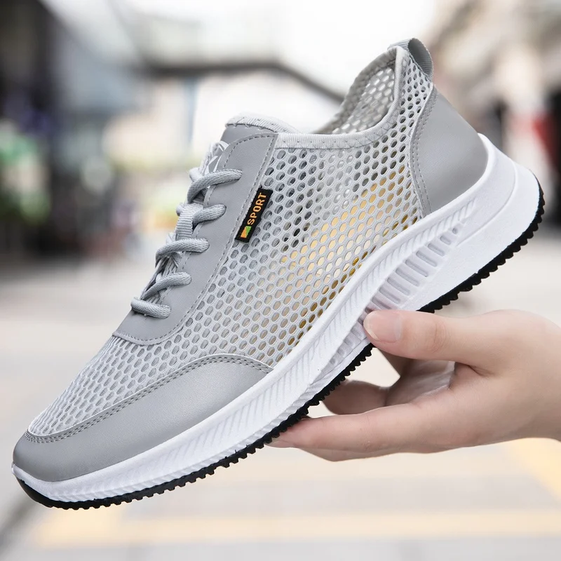 Men's Shoes New Fashion Breathable Casual Comfortable Sports Outdoor Mesh Sneakers Lace-Up Casual Walking Shoes