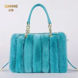 New Real Mink Fur Bag Women Winter Luxury Handbag Ladies Handbags Crossbody Single Shoulder Bag Solid Color Party Hand Bag Woman