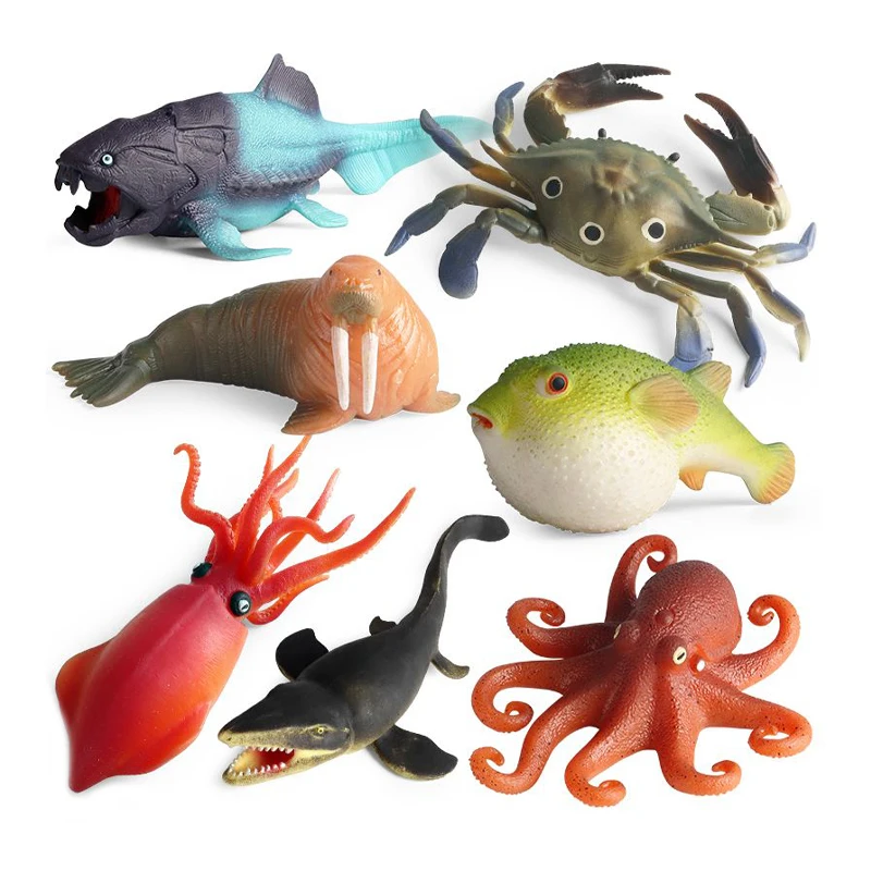 

Marine Animal Pinch Toys Simulated Soft Rubber Stress Relief Toys Dunkleosteus King Squid Crab Octopus Pufferfish Squeeze Toys