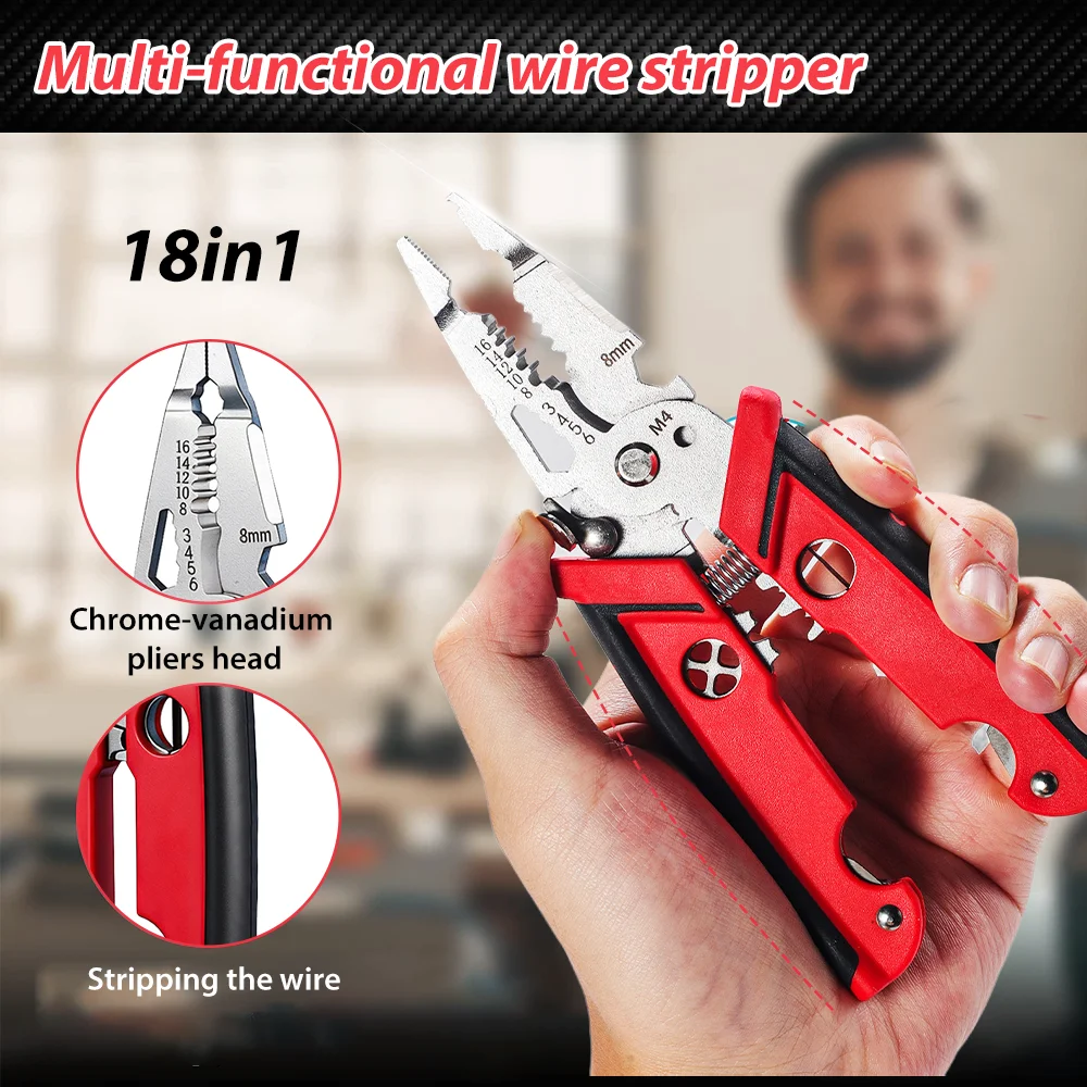 

Professional Electrician Wire Tool Cable Wire Stripper Cutter Crimper Automatic Multifunctional Crimping Stripping Plier Tools