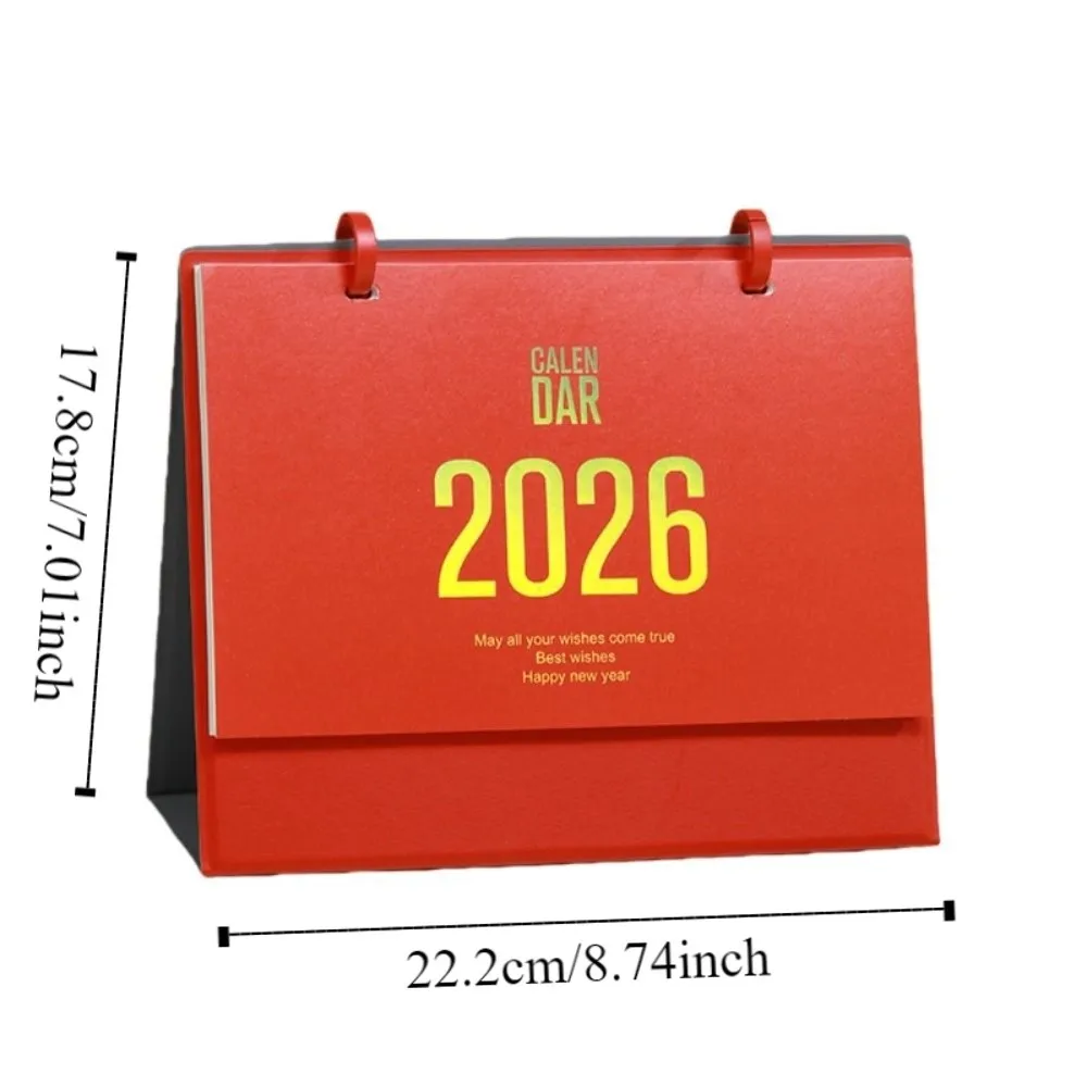 النمط الصيني 2026 أجندة مكتبية /رزنامة مكتبية بلون لفائف ملزمة الحصان سنة التقويم بسيط شهر تاريخ عرض الجدول الزمني مخطط #5