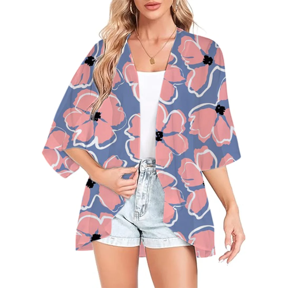 

Women's Summer Long Flowing Kimono Cardigan Boho Chiffon Floral Beach Cover Up Top Women's Beach Cover Up Bikini Dress Bikini