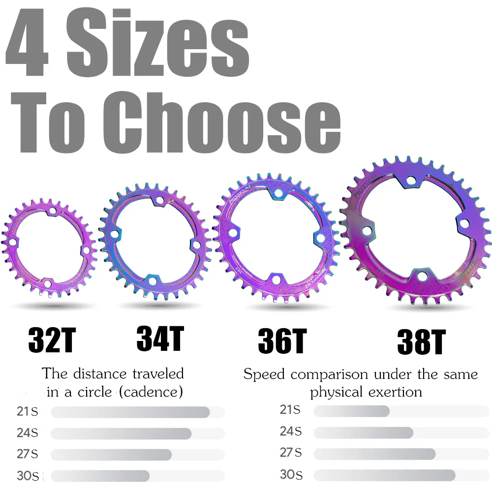 104BCD Round Oval Sprocket MTB Bicycle Plate Aluminium Alloy Narrow Wide Chainring 32T 34T 36T 38T for Simano Chainwheel Parts