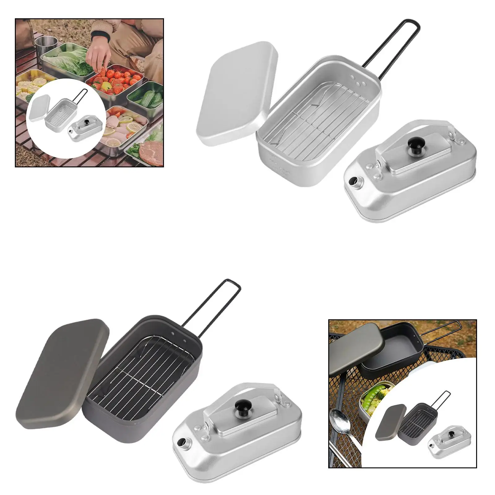 

Camping Bento Box Camping Kettle Set Fast Heating Portable Easy to Clean Water Boiler Camp Kettle for Barbecue Hiking Travel