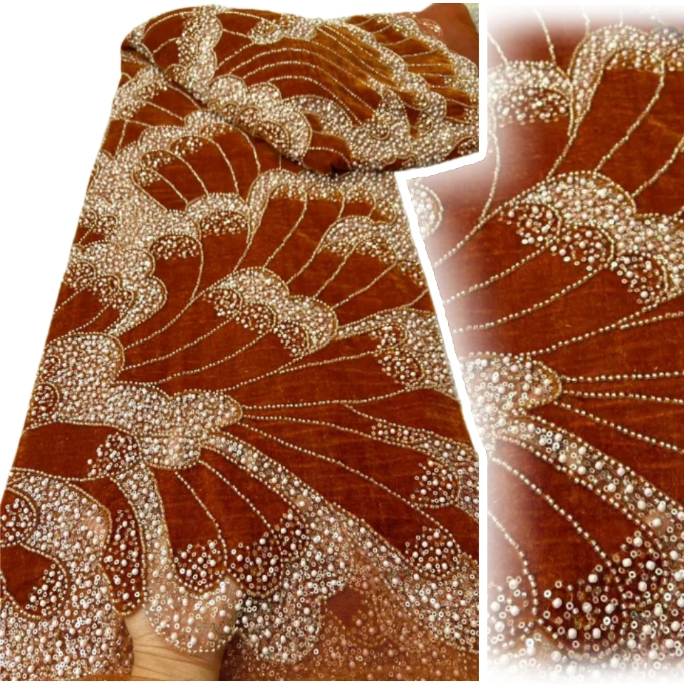 الأفريقي النيجيري 2026 مطرز التطريز الدانتيل الراقية الفاخرة الفرنسية الترتر صافي أقمشة الدانتيل لحفل الزفاف فستان المرأة CC1830 #1