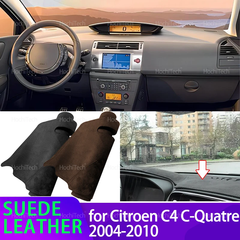 

For Citroen C4 C-Quatre 2004-2010 Car Dashmat Black/Brown Dashboard Cover Suede Leather Dash Mat Pad Sunshade Accessories