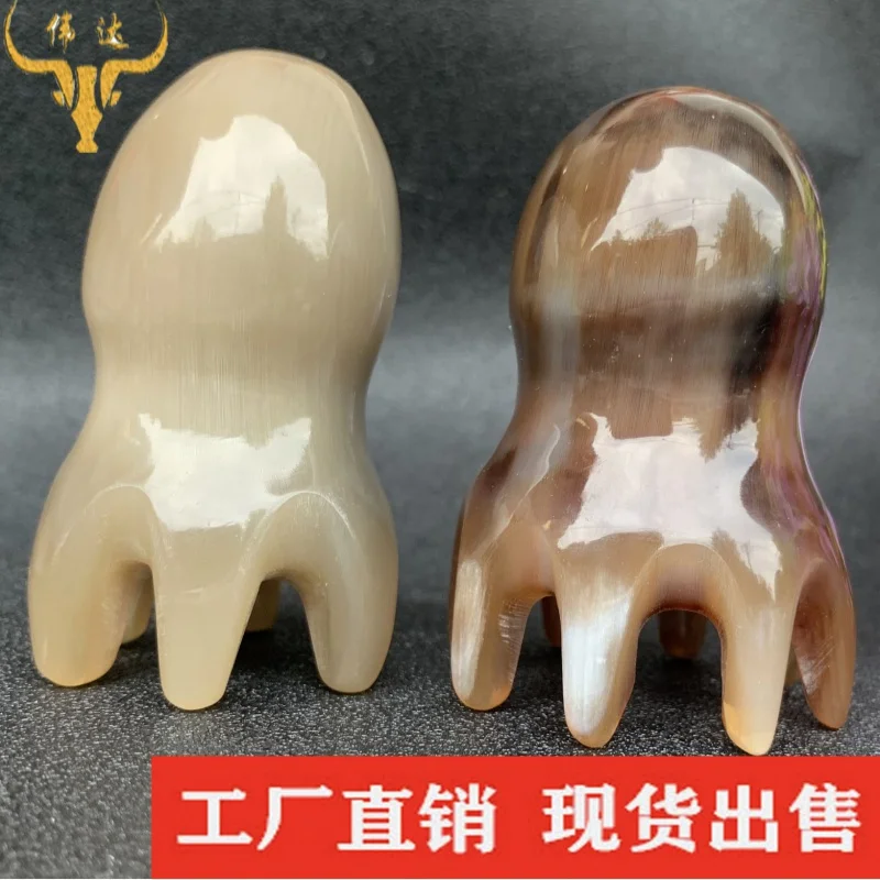 Horn Octopus Massage Comb White Yak Horn Comb New Horn Octopus Horn Tail Comb Horn Comb Horn Comb Sub-Factory Wholesale