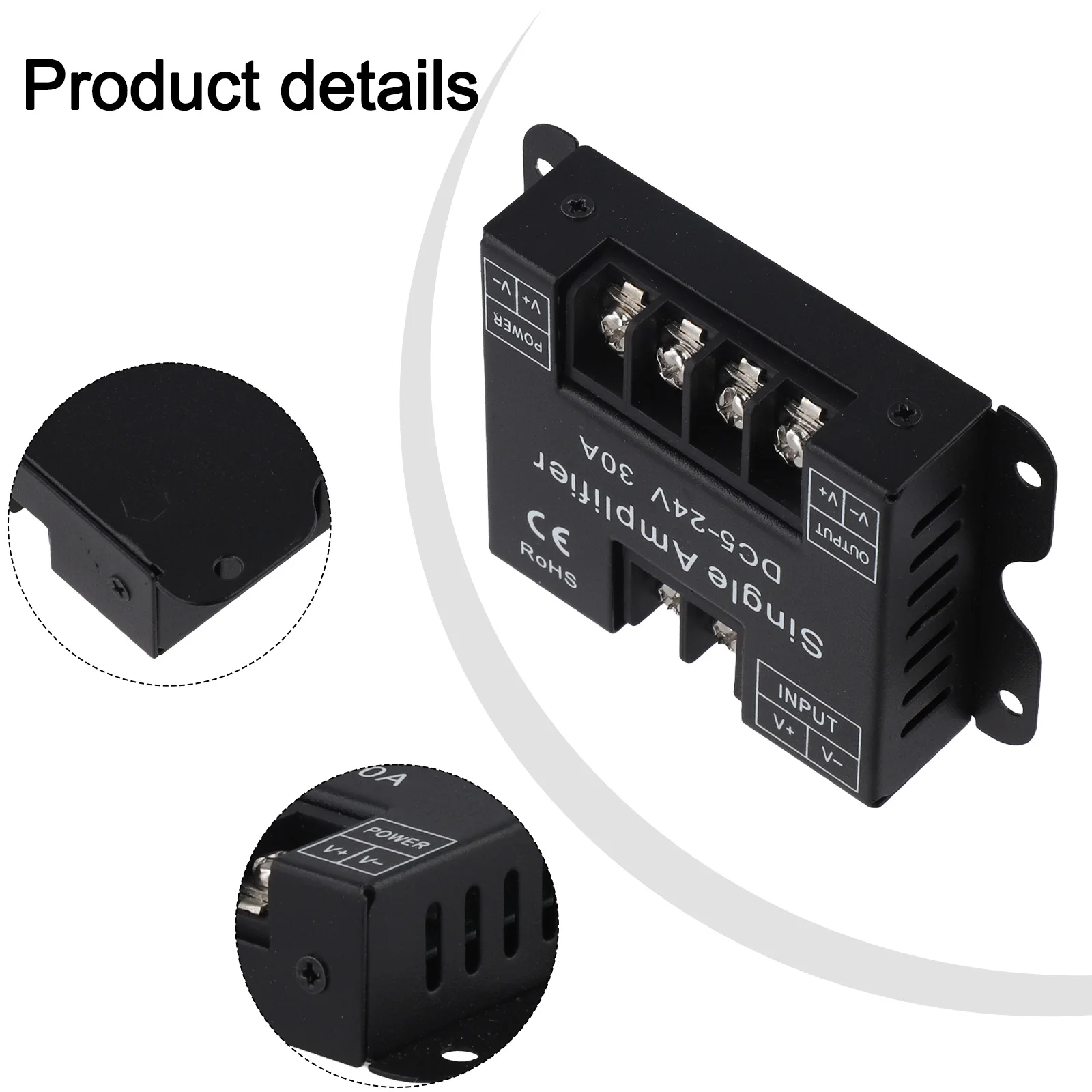 30A Signal Booster for LED Controllers Supports DC 5-24V Input Enhances Signal Strength for Single-Color LED Strips