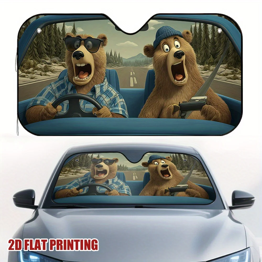 

1pc Bears On A Joyride Car Sun Visor - Adjustable Lightweight Design, Quickly Reduces Sunlight Intensity For Hot Days, Maintains