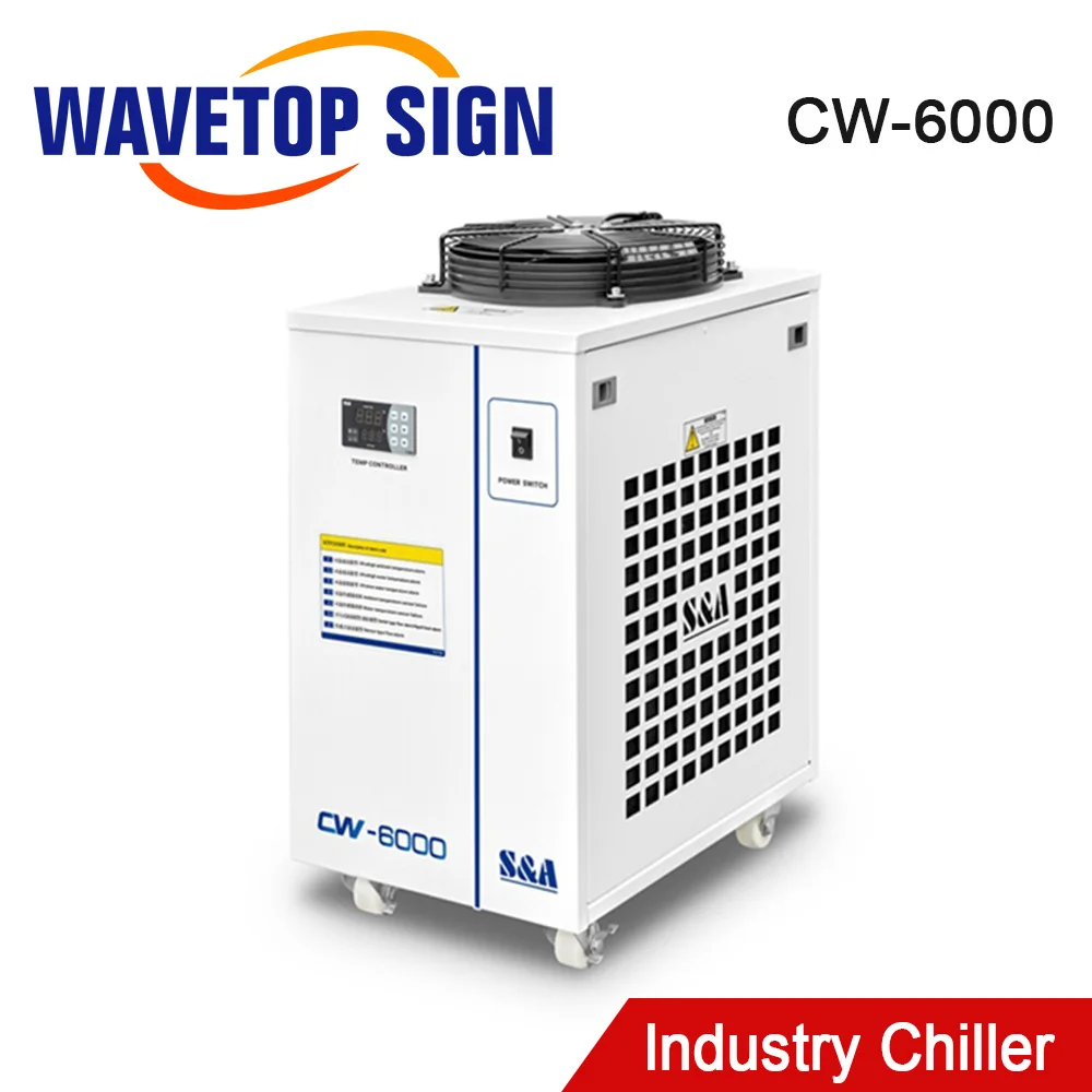 WaveTopSign S&A CW-6000 220V 110V 50/60Hz Industry Air Water Chiller for 300W 600W Co2 Glass Laser Tube Water Chillers